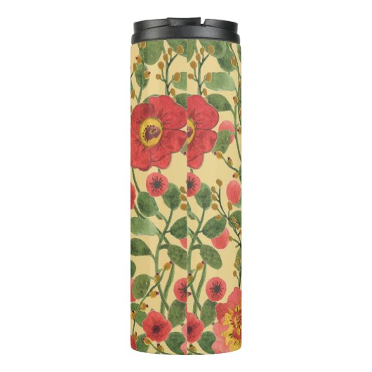 Retro Floral Wasserfarbe: Zeitlose Eleganz Thermosbecher (Rückseite)