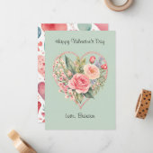 Retro Floral Watercolor Foto Valentine's Day Card Mitteilungskarte (Vorderseite/Rückseite Beispiel)