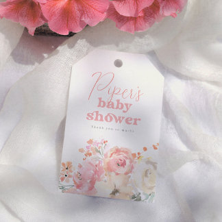 Retro Floral Watercolor Girl Baby Shower Thank You Geschenkanhänger