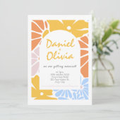 Retro Floral Wedding Einladung (Stehend Vorderseite)