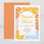 Retro Floral Wedding Einladung (Vorne/Hinten)