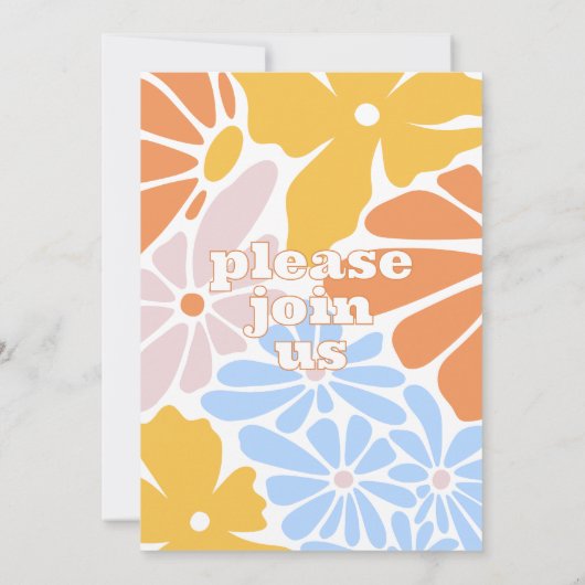 Retro Floral Wedding Einladung (Rückseite)