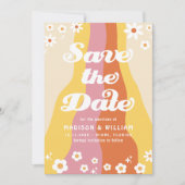 Retro Floral Wedding Save the Date Foto Einladung (Vorderseite)
