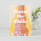 Retro Floral Wedding Save the Date Foto Einladung (Stehend Vorderseite)
