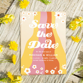 Retro Floral Wedding Save the Date Foto Einladung