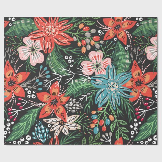 Retro-Floral Wrapping Paper Geschenkpapier (Flach)