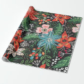 Retro-Floral Wrapping Paper Geschenkpapier (Ungerollt)