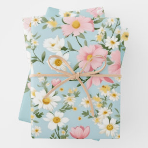 RETRO FLORAL WRAPPING PAPIER SET
