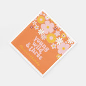 Retro Floral Young Wild Drei Geburtstage Napkins Serviette (Ecke)
