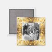 Retro florale barocke goldene Rahmen. Text. Magnet (Vorderseite/Rückseite)