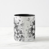 Retro-florale elegante schwarze Blume Kaffee Tasse (Zentrum)