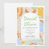 Retro florale Farbrahmen Hochzeit Einladung (Vorne/Hinten)