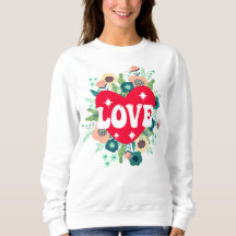 Retro florale Herz Liebe Roter Valentinstag