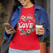 Retro florale Herz Liebe Roter Valentinstag