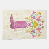 Retro floraler Cowboystiefel, Küchentuch (Horizontal)