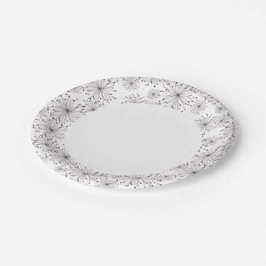 Retro-floraler Hintergrund Pappteller (Schrägansicht)