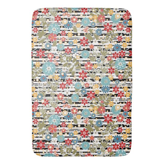Retro, florales Retro Badematte (Vorderseite Vertikal)