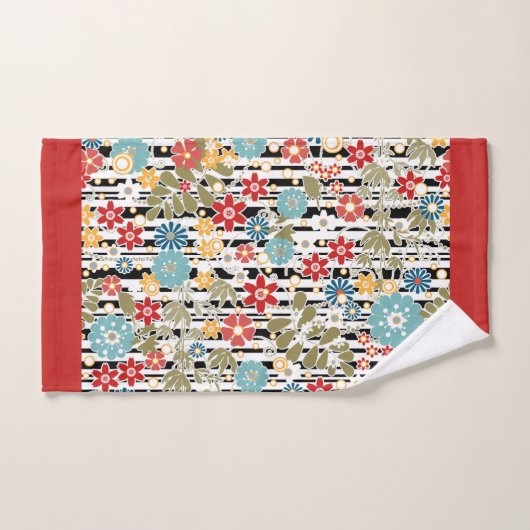 Retro, florales Retro Badhandtuch Set (Handtuch)