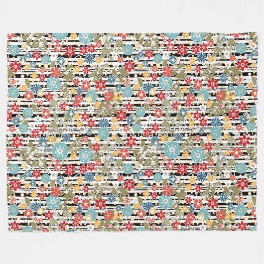 Retro, florales Retro Fleecedecke (Vorderseite (Horizontal))