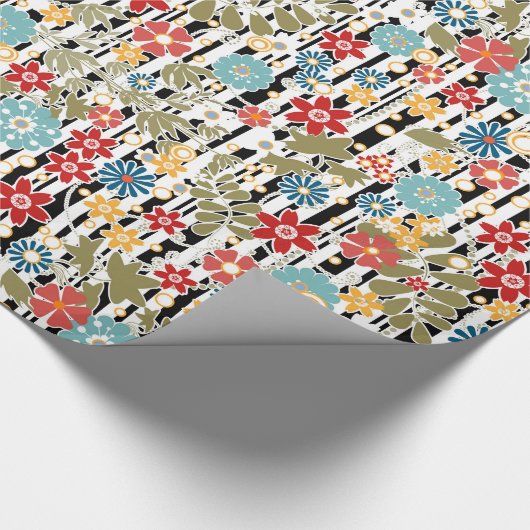 Retro, florales Retro Geschenkpapier (Ecke)