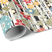 Retro, florales Retro Geschenkpapier (Rolleneckpunkt)