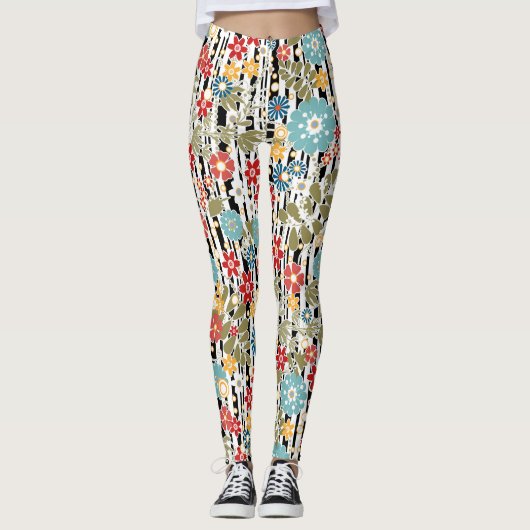 Retro, florales Retro Leggings (Vorderseite)