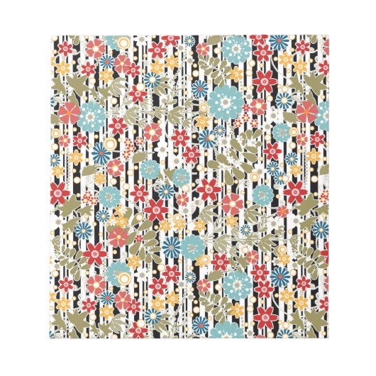 Retro, florales Retro Notizblock (Vorderseite)