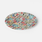 Retro, florales Retro Pappteller (Schrägansicht)