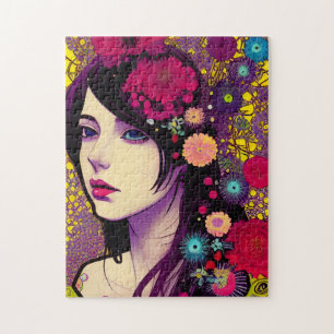 Retro-FloralPunk-Mädchen Puzzle