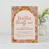 Retro Florals ANY AGE Invitation Einladung (Stehend Vorderseite)