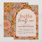 Retro Florals ANY AGE Invitation Einladung (Vorne/Hinten)
