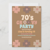 Retro Florals Groovy Bohemisch Geburtstag Einladung (Vorderseite)
