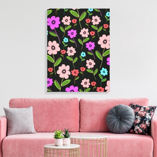 Retro Florals Leinwanddruck (Insitu (Wohnzimmer))