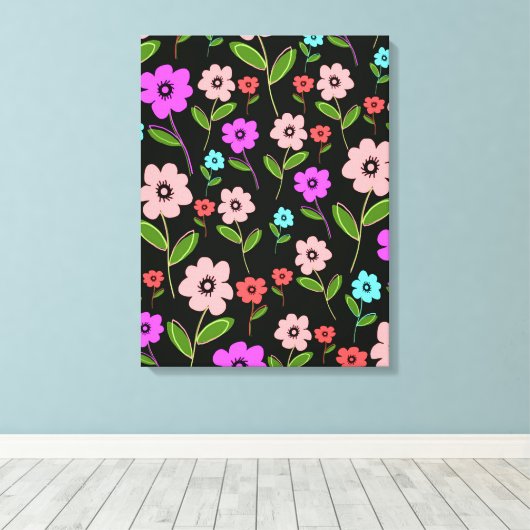 Retro Florals Leinwanddruck (Insitu (Holzboden))