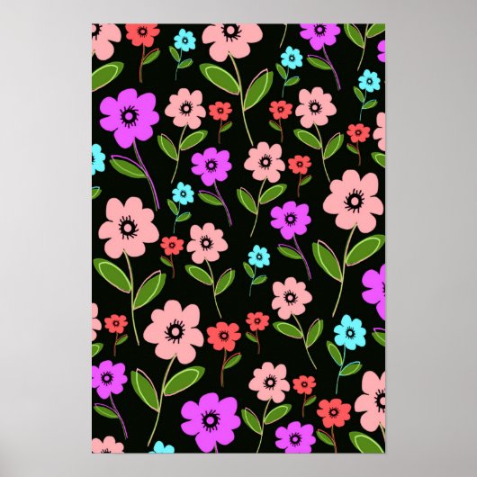 Retro Florals Poster (Vorne)
