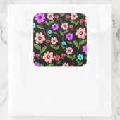 Retro Florals Quadratischer Aufkleber (Tasche)
