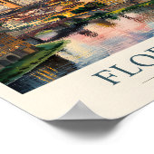 Retro Florence Duomo Cathedral Skyline Watercolor Poster (Ecke)