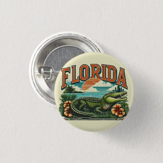Retro Florida Alligator Button (Vorne & Hinten)