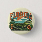Retro Florida Alligator Button (Vorderseite)