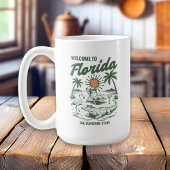 Retro Florida Alligator Palm Trees Sunset Kaffeetasse