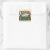 Retro Florida Alligator Quadratischer Aufkleber (Tasche)