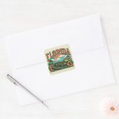 Retro Florida Alligator Quadratischer Aufkleber (Umschlag)