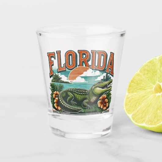 Retro Florida Alligator Schnapsglas (Vorderseite)