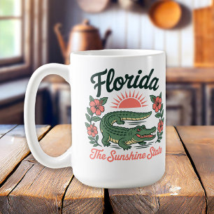 Retro-Florida-Alligator-tropische Blumen Kaffeetasse