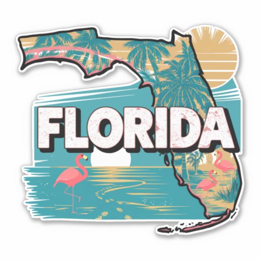 Retro Florida Aufkleber (Vorderseite)