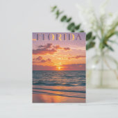 Retro Florida Beach Sonnenuntergang: Küstenträume  Postkarte (Stehend Vorderseite)