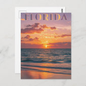 Retro Florida Beach Sonnenuntergang: Küstenträume Postkarte (Vorne/Hinten)