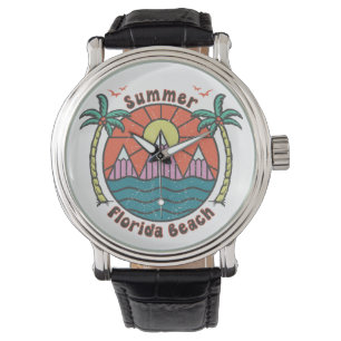 Retro Florida Beach Sunset Armbanduhr