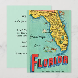Retro Florida Karte Umzugsankündigung