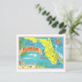 Retro Florida Map Postkarte (Stehend Vorderseite)
